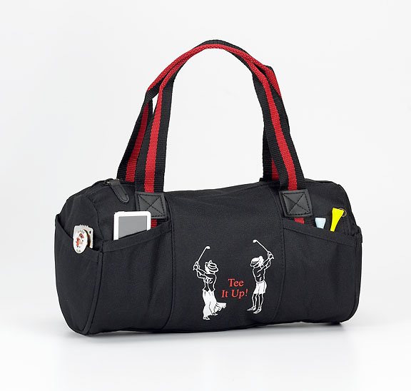 TEE IT UP  PURSE W/ RED & WHITE IMPRINT